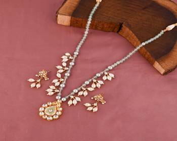Pearl green quartz meena necklace set 2