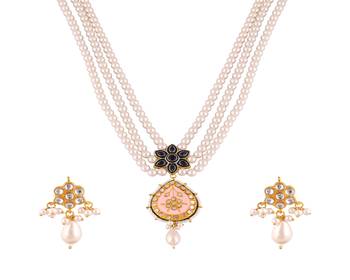 Pearl blue sapphire meena necklace set 2