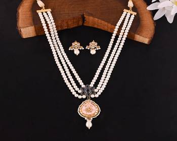 Pearl blue sapphire meena necklace set 3