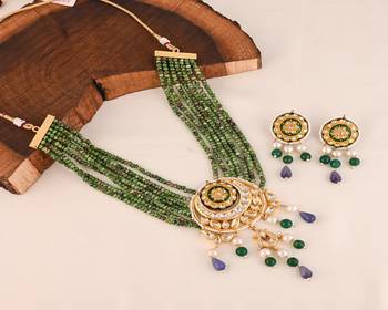 pearl ruby zoisite meena necklace set 2