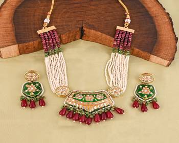 Pearl zoisite rhodonite meena necklace set 2