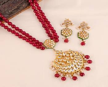 Pearl ruby quartz meena necklace set 2