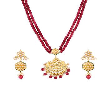 Pearl ruby quartz meena necklace set 3