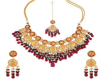 Pearl green onyx meena necklace set 3