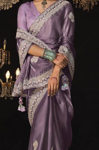 lavender Shimmering Jimmy Choo Crystal Saree