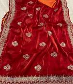 Red Shimmering Jimmy Choo Crystal Saree