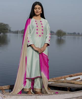 Jade cotton kurta set with embroidery 1