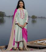 Jade cotton kurta set with embroidery