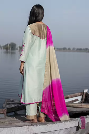 Jade cotton kurta set with embroidery
