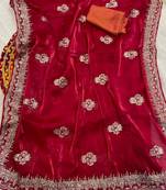 Cherry Pink Shimmering Jimmy Choo Crystal Saree