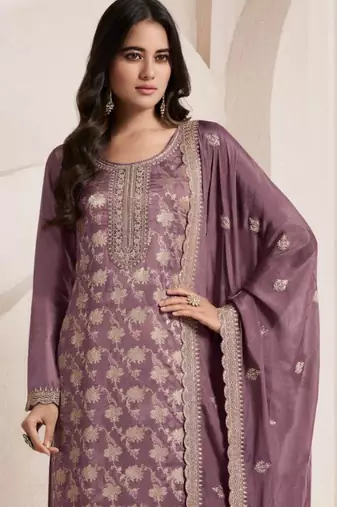 Onion Pink color jacquard embroidered Suit