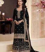 Black color chinon fabric beautiful heavy wedding wear sharara dress