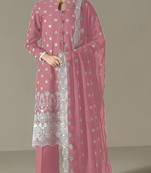 Pink color faux georgette fabric embroidery work beautiful occasional wear suit