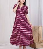 womens relaxed fit red floral printed a-line cotton midi dress