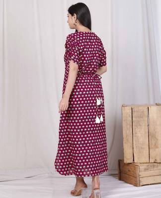  womens relaxed fit red floral printed a-line cotton midi dress 4