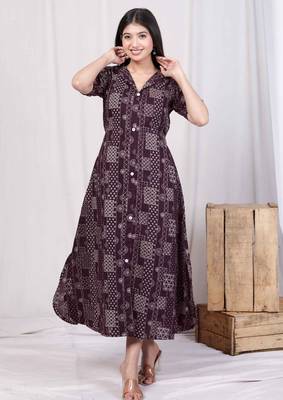  womens wine collar neck floral printed a-line party wear maxi dress 1