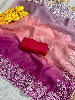 Multi Viscose Organza Saree 1
