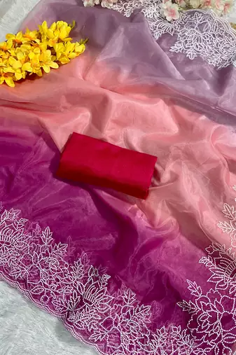 Multi Viscose Organza Saree
