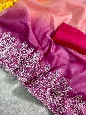 Multi Viscose Organza Saree 3