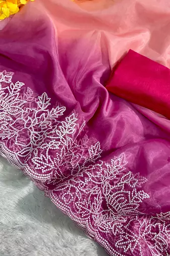 Multi Viscose Organza Saree