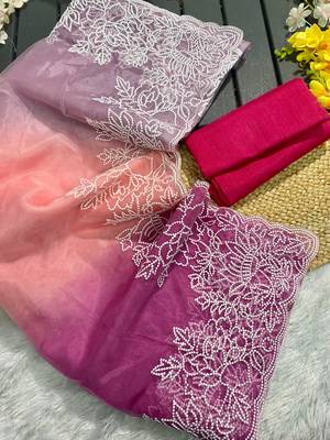 Multi Viscose Organza Saree 4