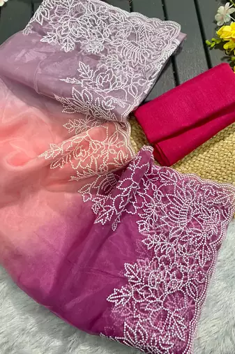 Multi Viscose Organza Saree