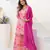 Pink color beautiful floral printed palazzo suit with hand embroidery work