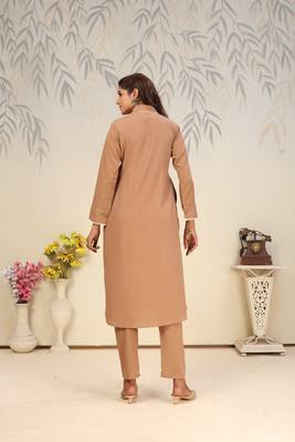 Brown color solid printed beautiful formal kurta set 3
