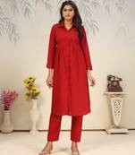 Maroon color solid printed beautiful girlie formal kurta set