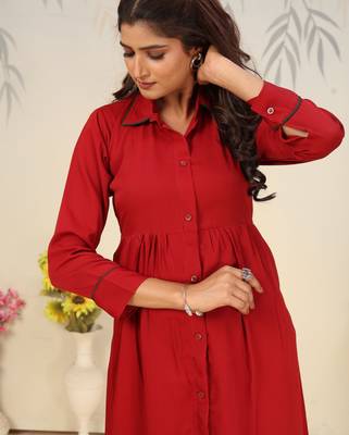 Maroon color solid printed beautiful formal kurta set 4