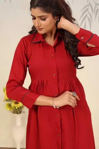Maroon color solid printed beautiful formal kurta set