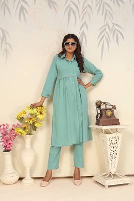Rama color solid printed beautiful formal kurta set 1
