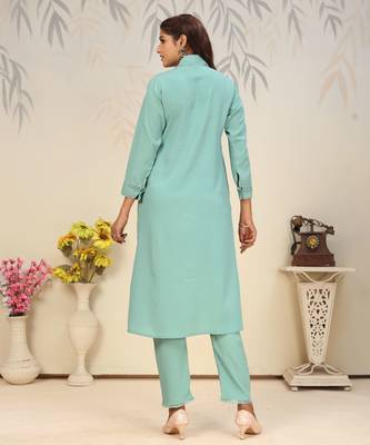 Rama color solid printed beautiful formal kurta set 3