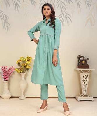 Rama color solid printed beautiful formal kurta set 5