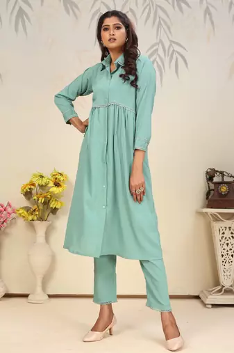 Rama color solid printed beautiful formal kurta set