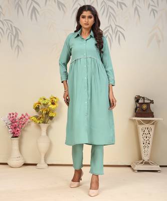 Rama color solid printed beautiful formal kurta set 6
