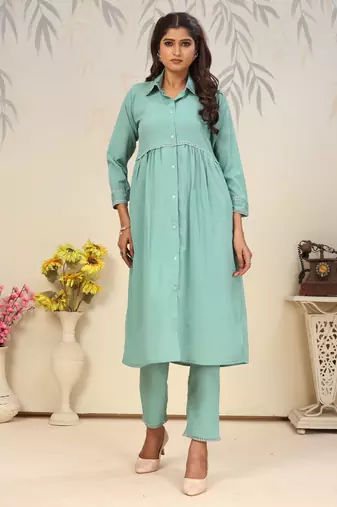 Rama color solid printed beautiful formal kurta set