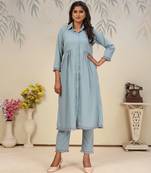 Sky blue color solid printed beautiful girlie formal kurta set
