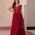 Beautiful and graceful smart partywear goergette maroon color gown for girlie looks