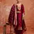 Maroon color cotton silk blend wevon jacquard jari ethnic partywear suit
