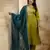 Mahendi color silk blend embroidery readymade kurta set with dupatta