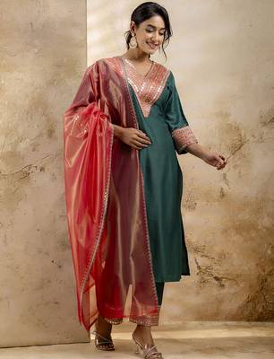 Rama color viscosee rayon embroidery readymade kurta set with dupatta 1