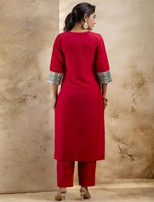 Pink color viscosee rayon embroidery readymade kurta set with dupatta 2