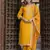 Yellow color silk blended embroidery work readymade suit with dupatta