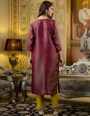Maroon color shimmer silk embroidery readymade kurti 2