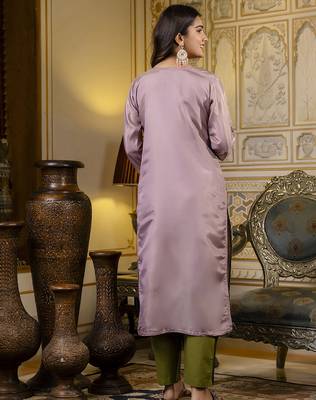 Lavender color shimmer silk embroidery readymade kurti 2