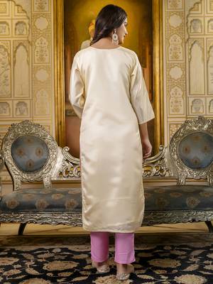 Off white color shimmer silk embroidery readymade kurti 2