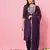Purple color silk blend beautiful embroidered readymade kurta set with dupatta