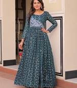 Rama color beautiful gold foil printed ethnic partywear gown