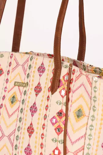 Nadia mirror embroidered tote bag